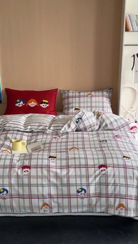 91家纺网 家纺一手货源 找家纺 时年 2024新款全棉数码大版趣味系列四件套 趣味人生