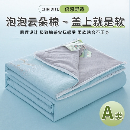 91家纺网 家纺一手货源 找家纺 （总）憨豆 2025直播代发泡泡棉纯色花边款夏被四件套空调被夏凉被