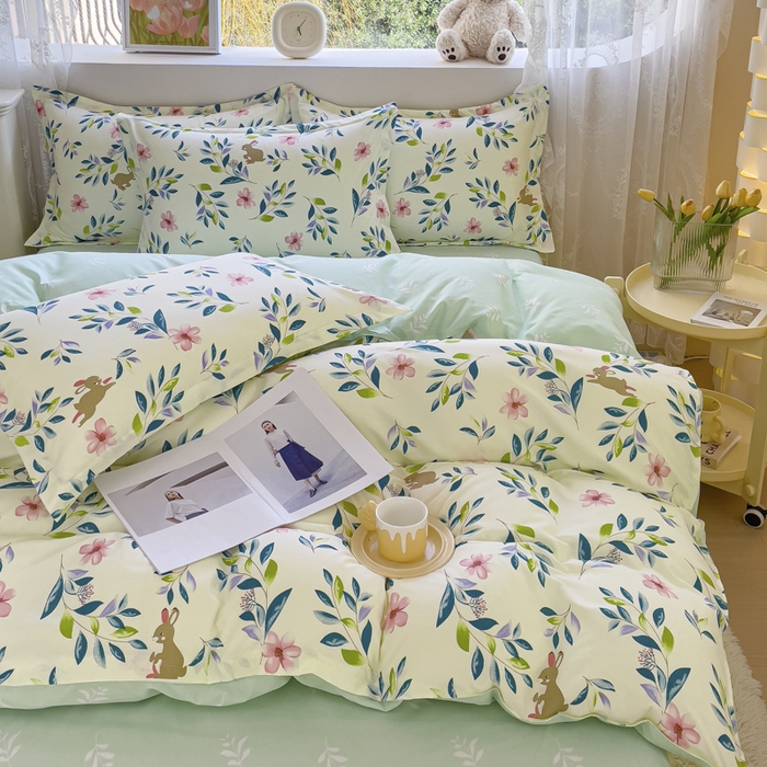 91家纺网 家纺一手货源 找家纺 （总）布可家纺 2025新款水洗棉宽边印花四件套