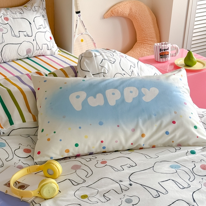 91家纺网 家纺一手货源 找家纺 时年 2024新款全棉数码大版趣味系列四件套 动物园