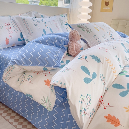 91家纺网 家纺一手货源 找家纺 布可家纺 2025新款水洗棉宽边印花四件套 晴朗