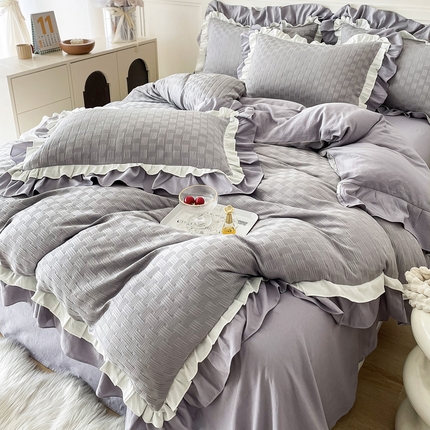 91家纺网 家纺一手货源 找家纺 （总）布可家纺 2025新款泡泡纱水洗双层边四件套-欢乐颂系列