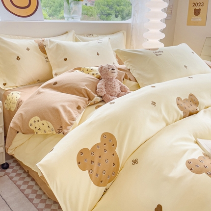 91家纺网 家纺一手货源 找家纺 布可家纺 2025新款水洗磨毛印花四件套（提供买家秀） 幸运日