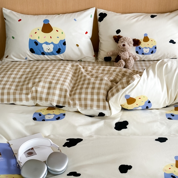 91家纺网 家纺一手货源 找家纺 时年 2024新款全棉数码大版趣味系列四件套 奶油蛋糕