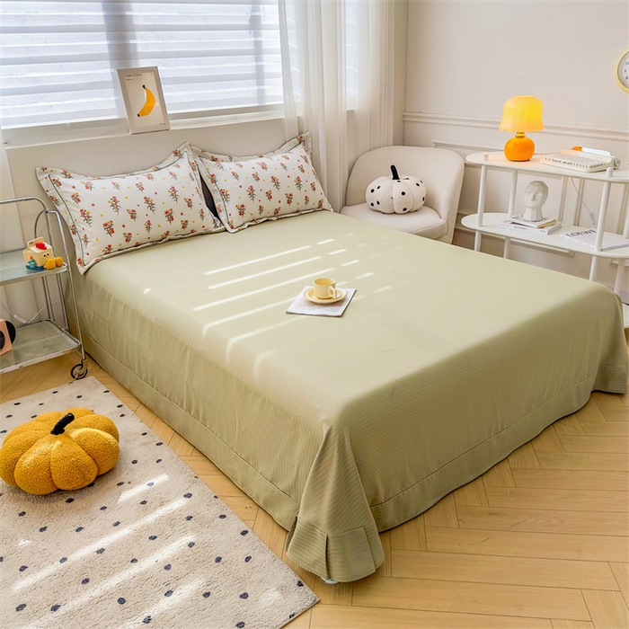 91家纺网 家纺一手货源 找家纺 雅慕家居 2024新款A类臻棉提花清新风四件套柔软亲肤 田园