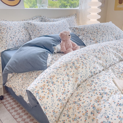 91家纺网 家纺一手货源 找家纺 布可家纺 2025新款水洗磨毛印花四件套（提供买家秀） 花开朵朵