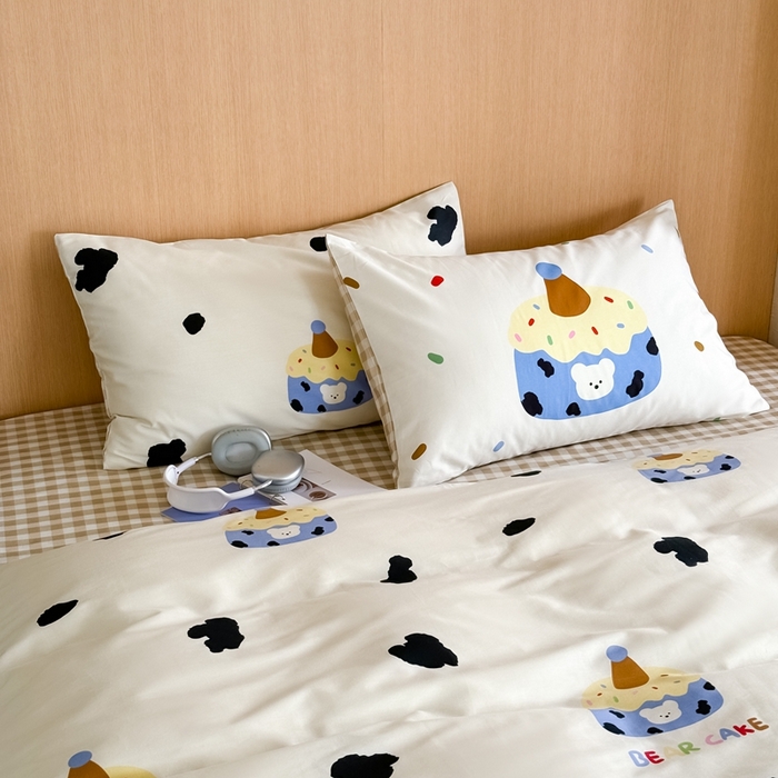 91家纺网 家纺一手货源 找家纺 时年 2024新款全棉数码大版趣味系列四件套 奶油蛋糕