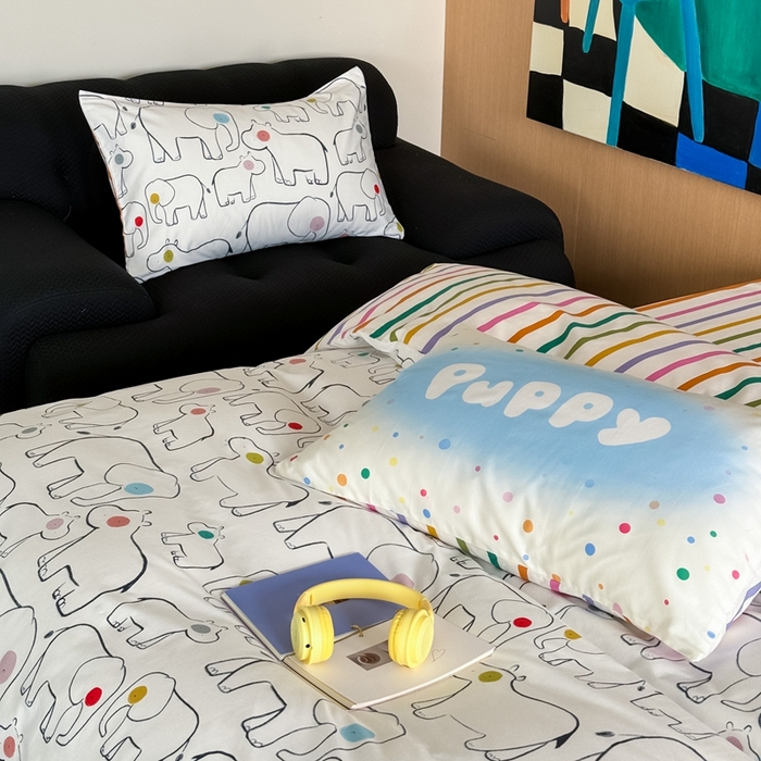 91家纺网 家纺一手货源 找家纺 时年 2024新款全棉数码大版趣味系列四件套 动物园