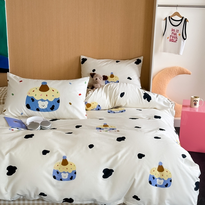 91家纺网 家纺一手货源 找家纺 时年 2024新款全棉数码大版趣味系列四件套 奶油蛋糕