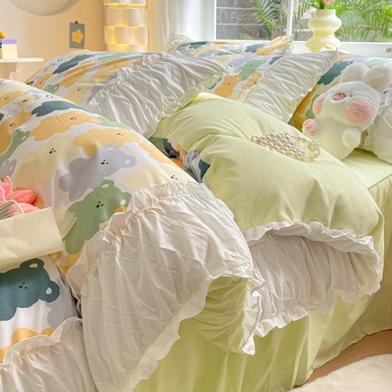 91家纺网 家纺一手货源 找家纺 （总）卡斯诺 2025新款韩版亲肤水洗棉公主风四件套-黛妃系列（下载文件包含买家秀）