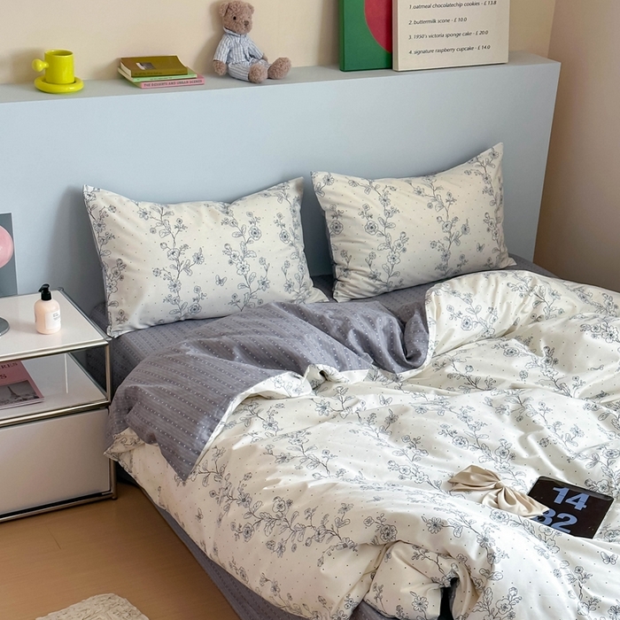 91家纺网 家纺一手货源 找家纺 时年 2024新款全棉数码大版趣味系列四件套 花满溢-米