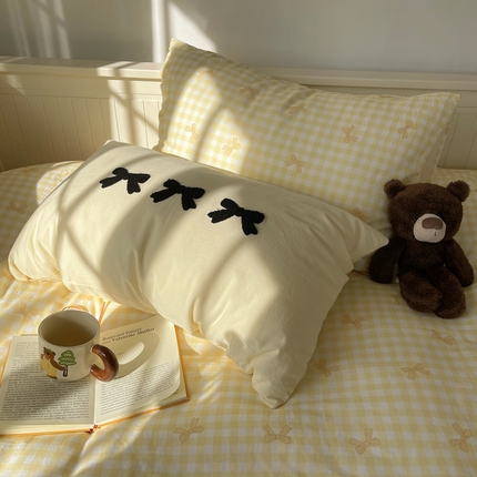 91家纺网 家纺一手货源 找家纺 （总）桃子家居 2024新款A类纯棉水洗棉毛巾绣蝴蝶结少女系列单枕套