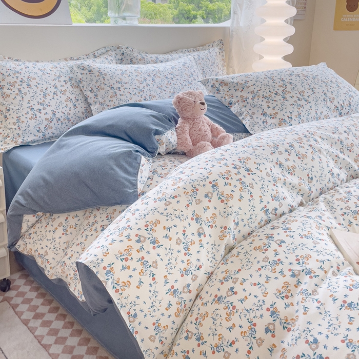 91家纺网 家纺一手货源 找家纺 布可家纺 2025新款水洗磨毛印花四件套（提供买家秀） 花开朵朵