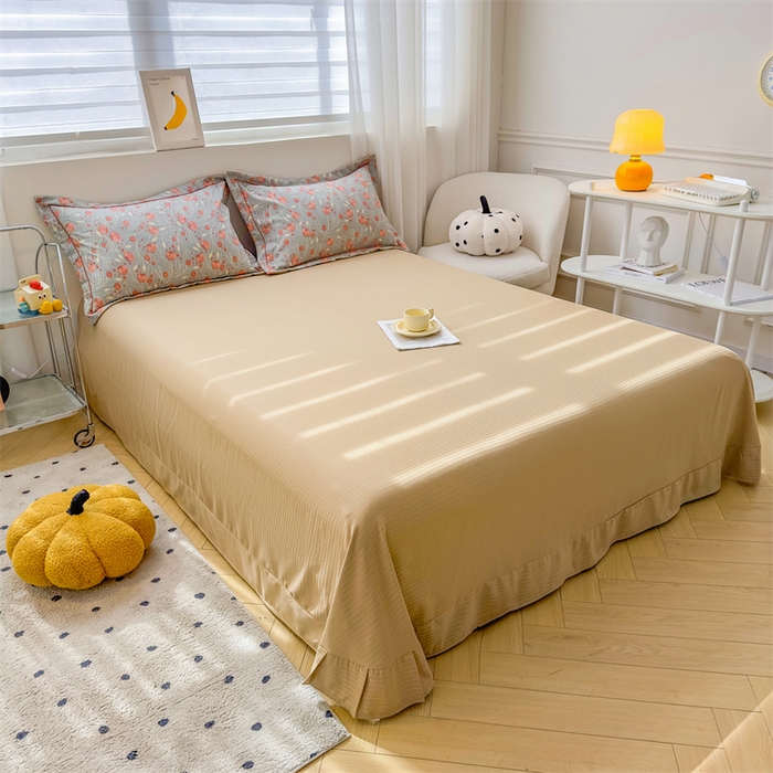 91家纺网 家纺一手货源 找家纺 雅慕家居 2024新款A类臻棉提花清新风四件套柔软亲肤 东方悦色