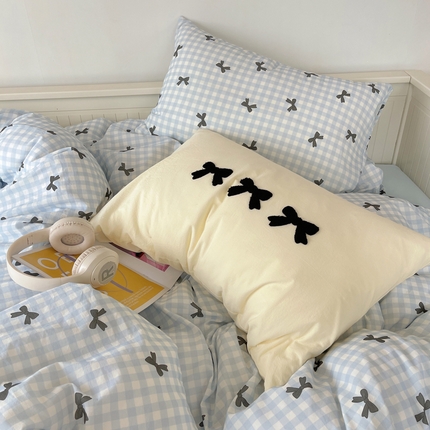 91家纺网 家纺一手货源 找家纺 （总）桃子家居 2024新款A类纯棉水洗棉毛巾绣蝴蝶结少女系列单枕套