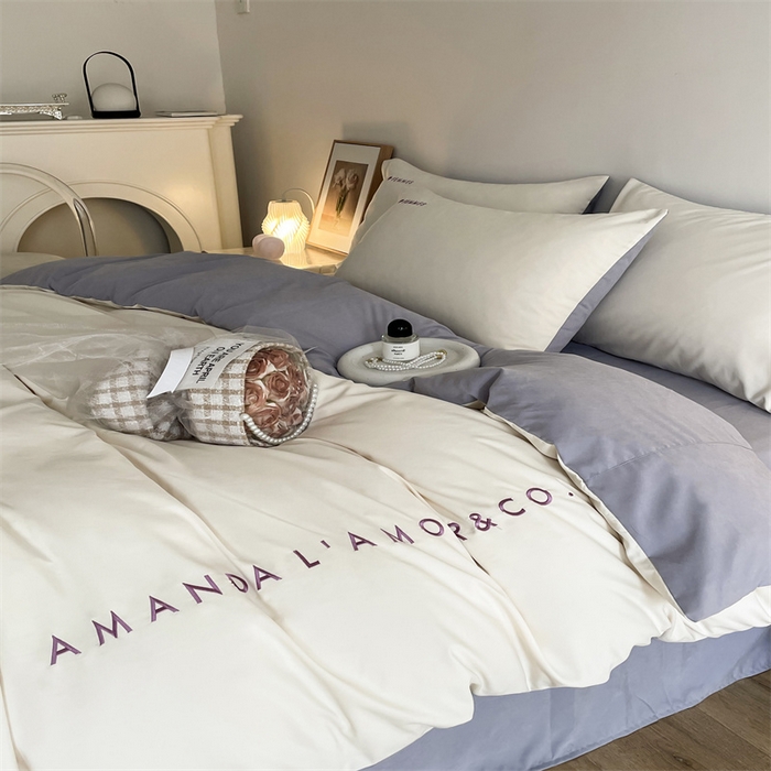 91家纺网 家纺一手货源 找家纺 布可 2025秋冬新款云朵绒轻奢刺绣四件套-慕斯 慕斯-白桃色