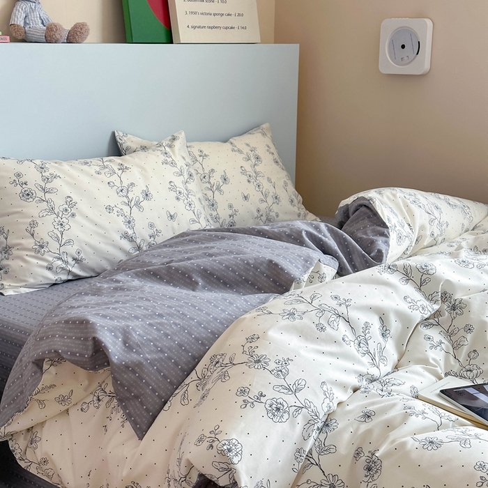 91家纺网 家纺一手货源 找家纺 时年 2024新款全棉数码大版趣味系列四件套 花满溢-米