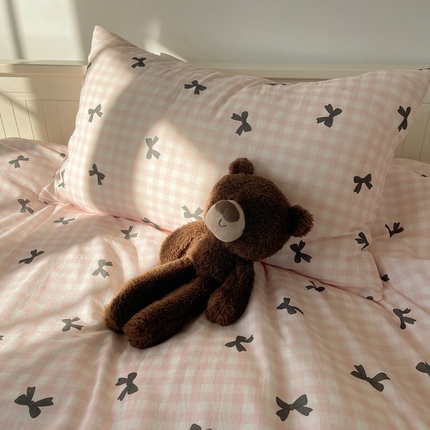 91家纺网 家纺一手货源 找家纺 （总）桃子家居 2024新款A类纯棉水洗棉毛巾绣蝴蝶结少女系列单枕套