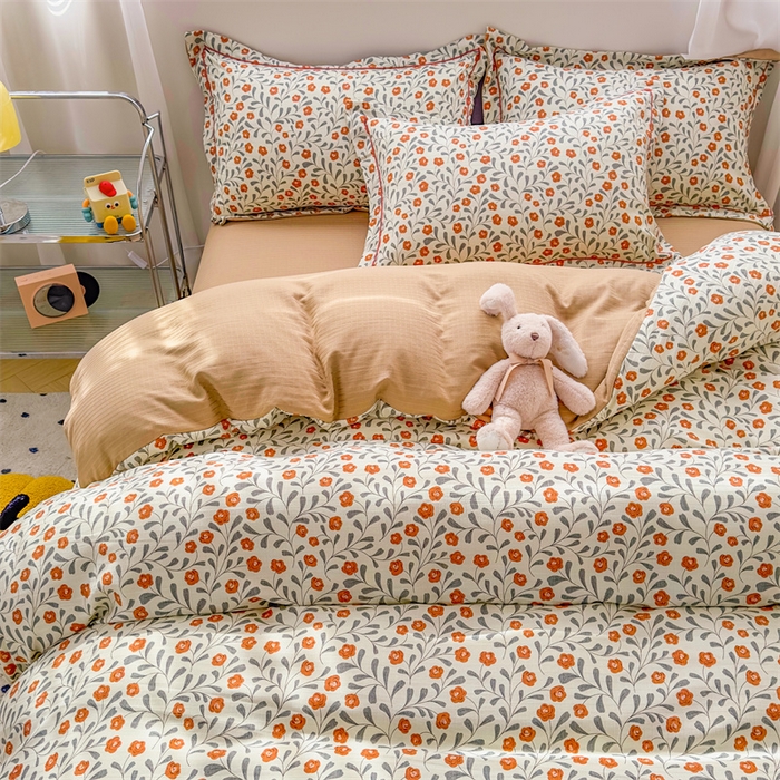 91家纺网 家纺一手货源 找家纺 雅慕家居 2024新款A类臻棉提花清新风四件套柔软亲肤 似锦