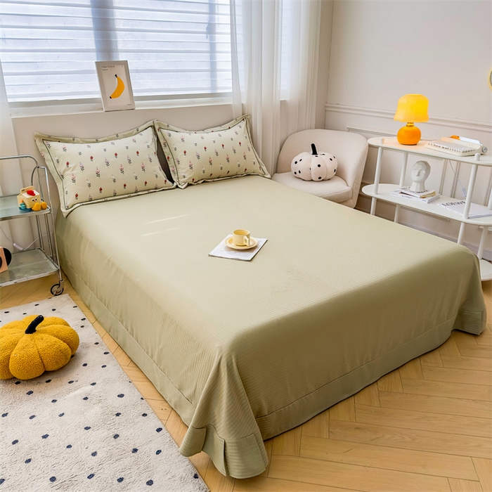 91家纺网 家纺一手货源 找家纺 雅慕家居 2024新款A类臻棉提花清新风四件套柔软亲肤 晨晓