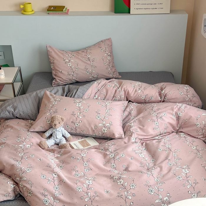 91家纺网 家纺一手货源 找家纺 时年 2024新款全棉数码大版趣味系列四件套 花满溢-紫（枕套为非大版）