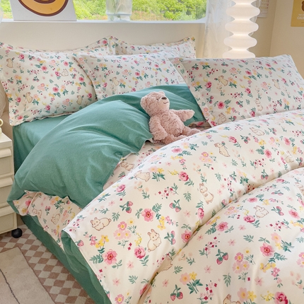 91家纺网 家纺一手货源 找家纺 （总）布可家纺 2025新款水洗磨毛印花四件套（提供买家秀）