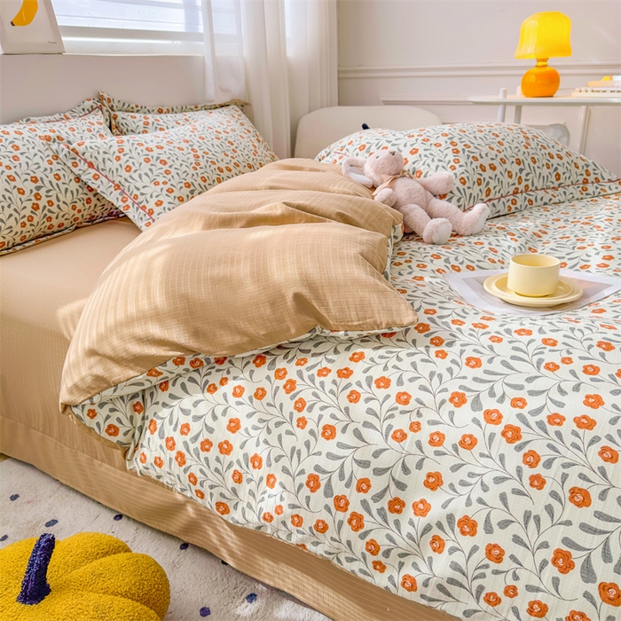 91家纺网 家纺一手货源 找家纺 雅慕家居 2024新款A类臻棉提花清新风四件套柔软亲肤 似锦