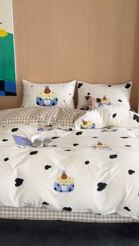 91家纺网 家纺一手货源 找家纺 时年 2024新款全棉数码大版趣味系列四件套 奶油蛋糕