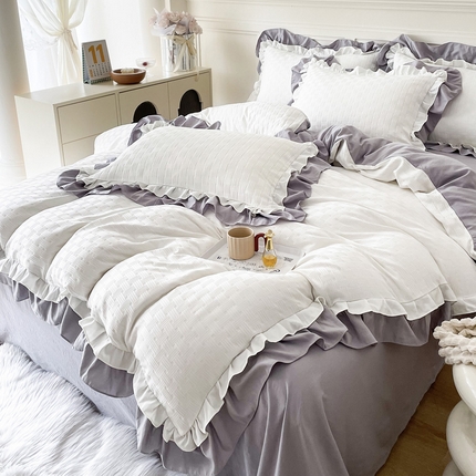 91家纺网 家纺一手货源 找家纺 （总）布可家纺 2025新款泡泡纱水洗双层边四件套-欢乐颂系列