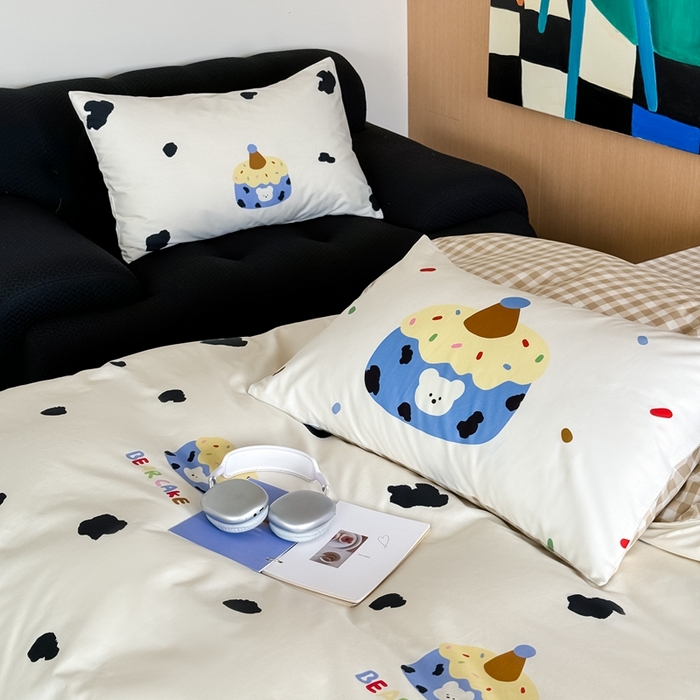 91家纺网 家纺一手货源 找家纺 时年 2024新款全棉数码大版趣味系列四件套 奶油蛋糕