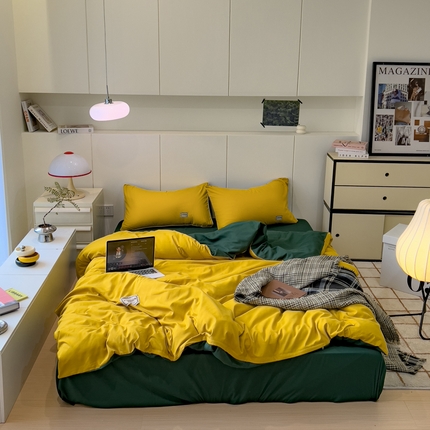 91家纺网 家纺一手货源 找家纺 （总）蓝淋 2024新春款日式简约婴儿可以啃咬的超柔混搭水洗棉四件套