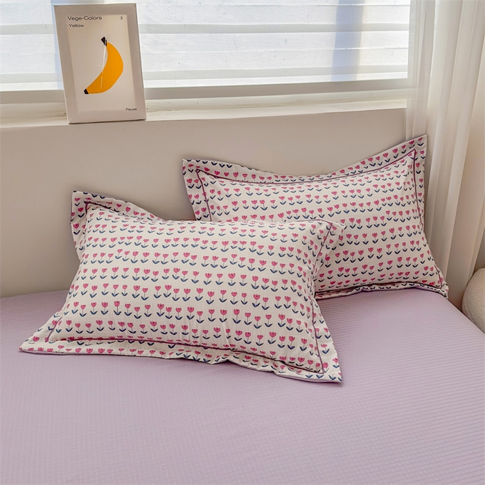 91家纺网 家纺一手货源 找家纺 雅慕家居 2024新款A类臻棉提花清新风四件套柔软亲肤 花满园