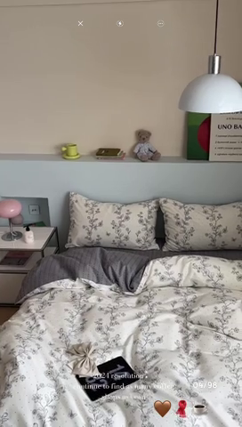 91家纺网 家纺一手货源 找家纺 时年 2024新款全棉数码大版趣味系列四件套 花满溢-米