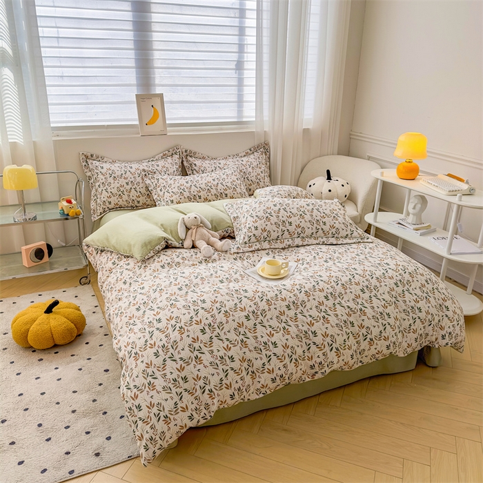 91家纺网 家纺一手货源 找家纺 雅慕家居 2024新款A类臻棉提花清新风四件套柔软亲肤 幸运草