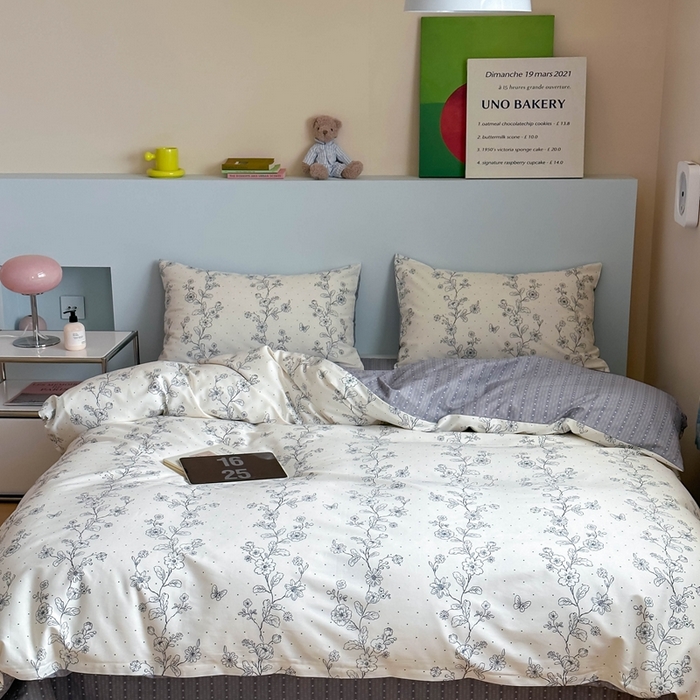 91家纺网 家纺一手货源 找家纺 时年 2024新款全棉数码大版趣味系列四件套 花满溢-米