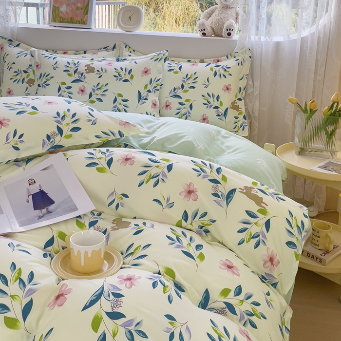 91家纺网 家纺一手货源 找家纺 （总）布可家纺 2025新款水洗棉宽边印花四件套