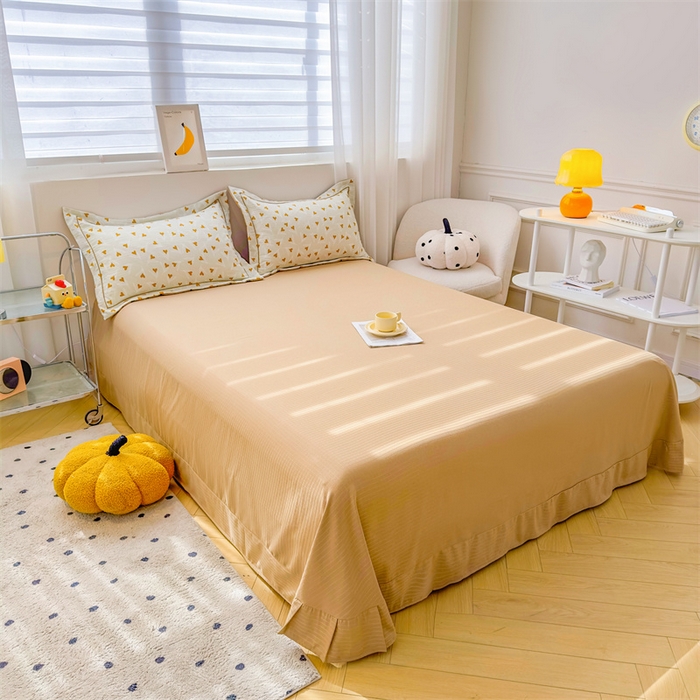 91家纺网 家纺一手货源 找家纺 雅慕家居 2024新款A类臻棉提花清新风四件套柔软亲肤 心心相印