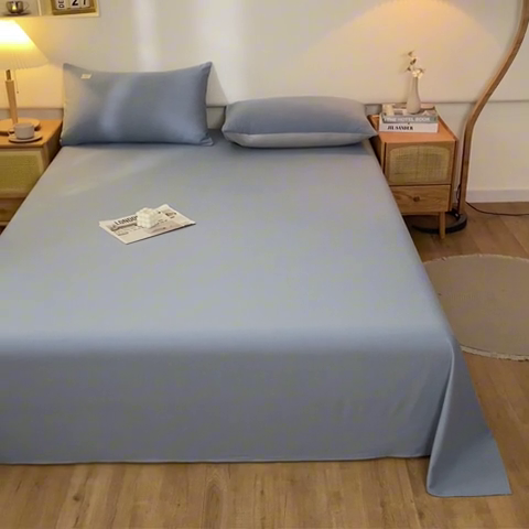 91家纺网 家纺一手货源 找家纺 AB家纺 2024新款A类40支水洗全棉床单三件套 浅蓝