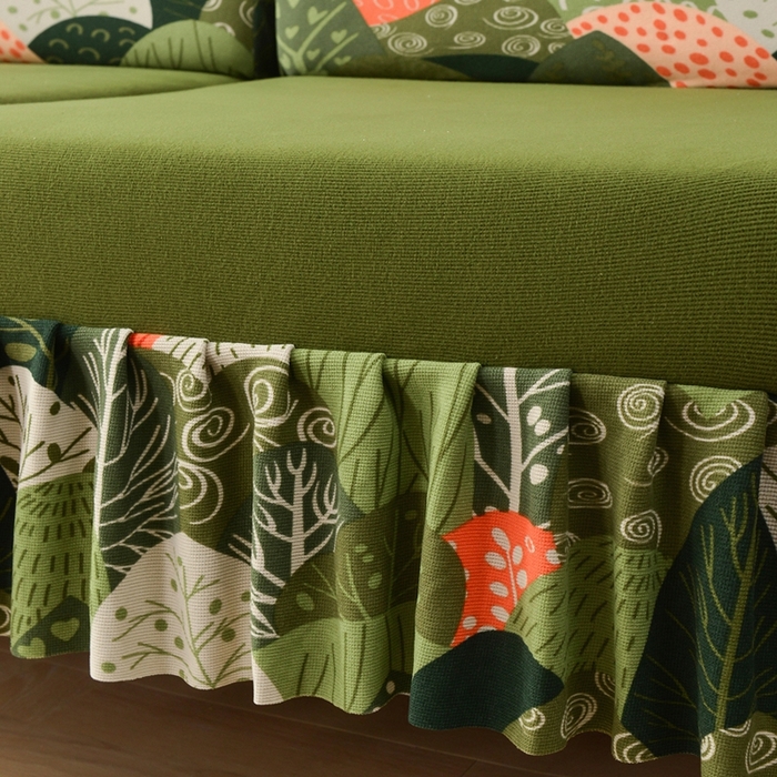 91家纺网 家纺一手货源 找家纺 千彤沙发垫 2024新款裙边款-高精密雪尼尔沙发垫 绿色-组合2