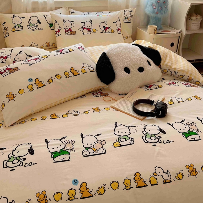 91家纺网 家纺一手货源 找家纺 星座家纺 2025新款40s全棉卡通印花四件套 快乐帕恰狗