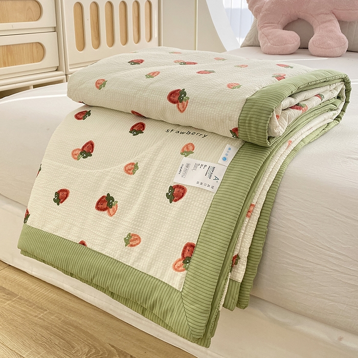 91家纺网 家纺一手货源 找家纺 金麦 2024新款A类有氧提花泡泡棉夏被 每日鲜红