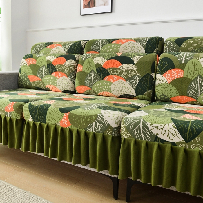 91家纺网 家纺一手货源 找家纺 千彤沙发垫 2024新款裙边款-高精密雪尼尔沙发垫 森林派对