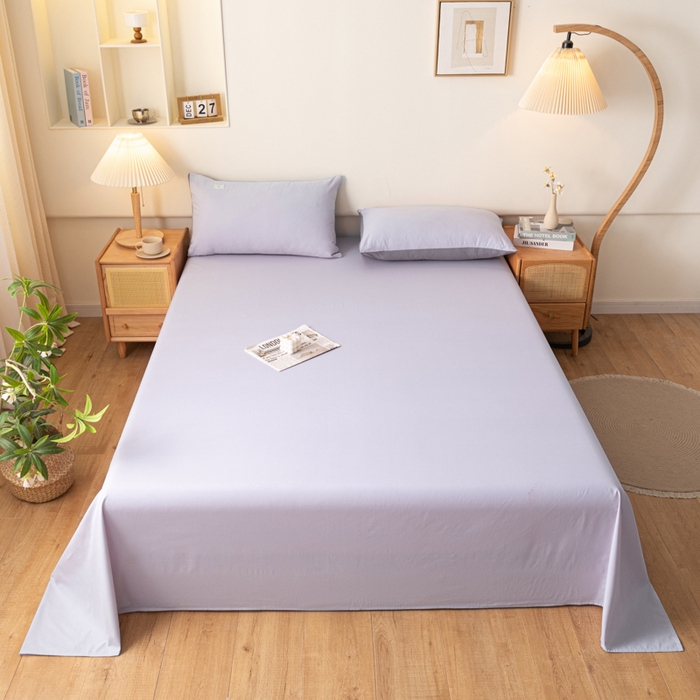 91家纺网 家纺一手货源 找家纺 AB家纺 2024新款A类40支水洗全棉床单三件套 香芋紫