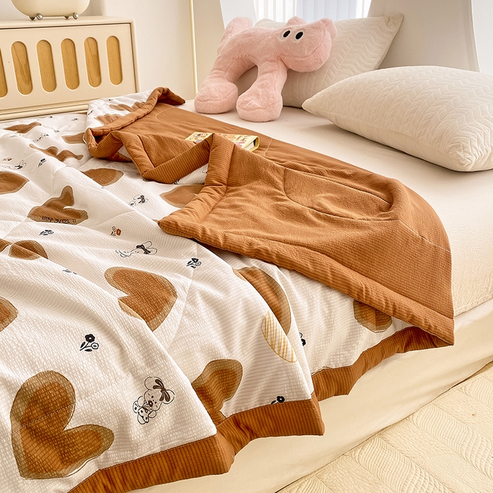 91家纺网 家纺一手货源 找家纺 金麦 2024新款A类有氧提花泡泡棉夏被 甜心