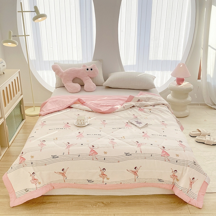 91家纺网 家纺一手货源 找家纺 金麦 2024新款A类有氧提花泡泡棉夏被 芭蕾女孩