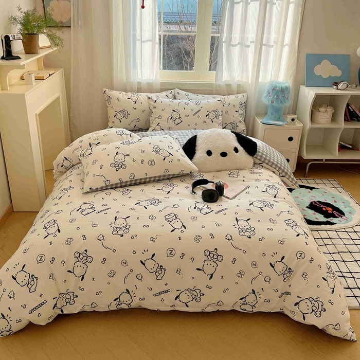 91家纺网 家纺一手货源 找家纺 星座家纺 2025新款40s全棉卡通印花四件套 开心帕恰狗