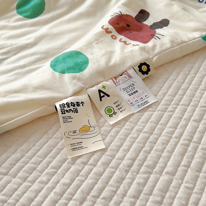 91家纺网 家纺一手货源 找家纺 木堇家居 2024新款10%大豆纤维针织棉夏被 波点兔