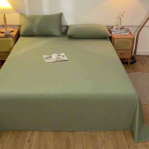 91家纺网 家纺一手货源 找家纺 AB家纺 2024新款A类40支水洗全棉床单三件套 素绿