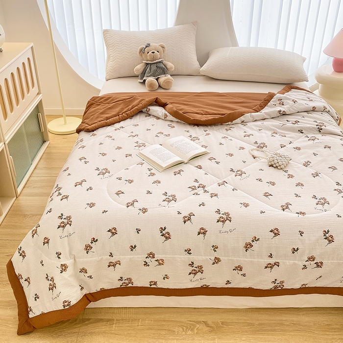 91家纺网 家纺一手货源 找家纺 金麦 2024新款A类有氧提花泡泡棉夏被 花茶