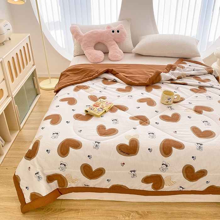 91家纺网 家纺一手货源 找家纺 金麦 2024新款A类有氧提花泡泡棉夏被 甜心